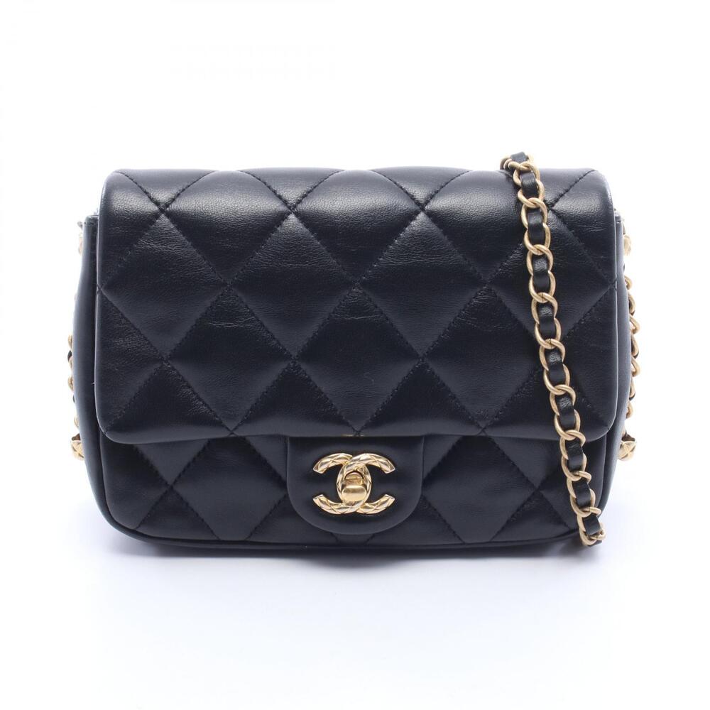 Chanel Matelasse Shoulder Bag Leather Black